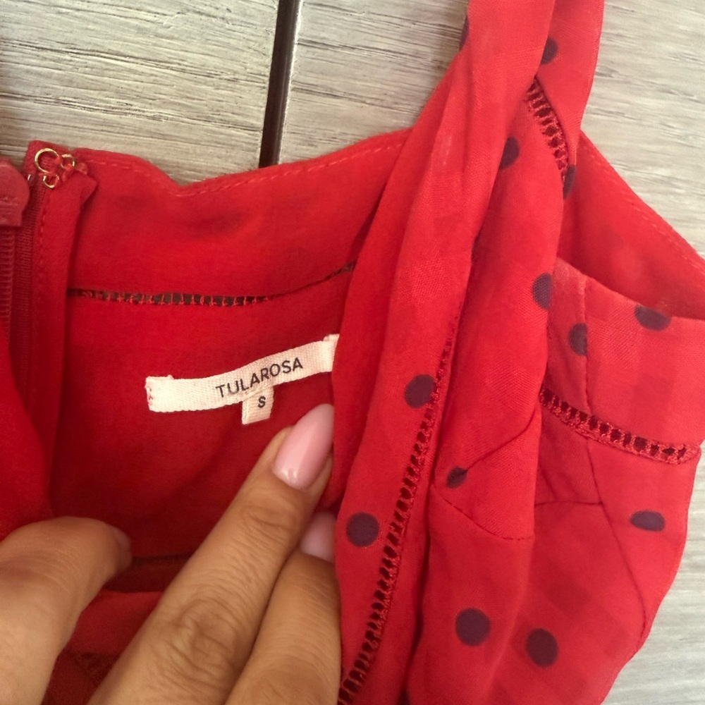 Tularosa Maya Dress Lipstick Red Polka Dot Midi – Size Small (Sold Out) - Picture 6 of 6